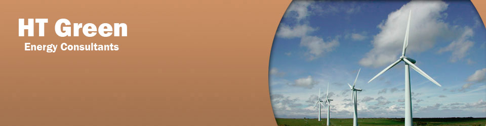 banner that says HT Green Consultants with a picture of wind turbines
