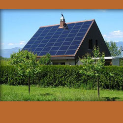 triangle shaped house with solar panels